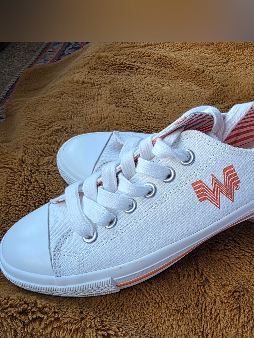 New WhatABurger White Canvas Sneakers Womens Size 8